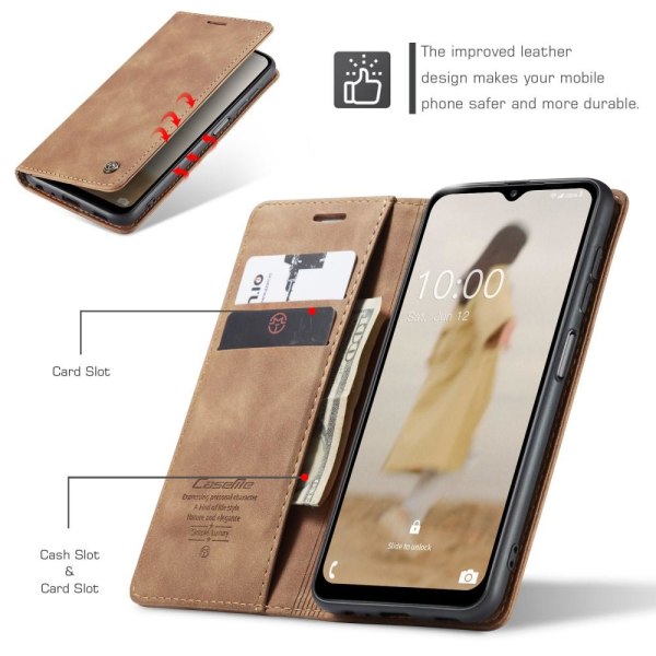 CASEME Retro Wallet Case for Samsung Galaxy A14 - Brown Brown