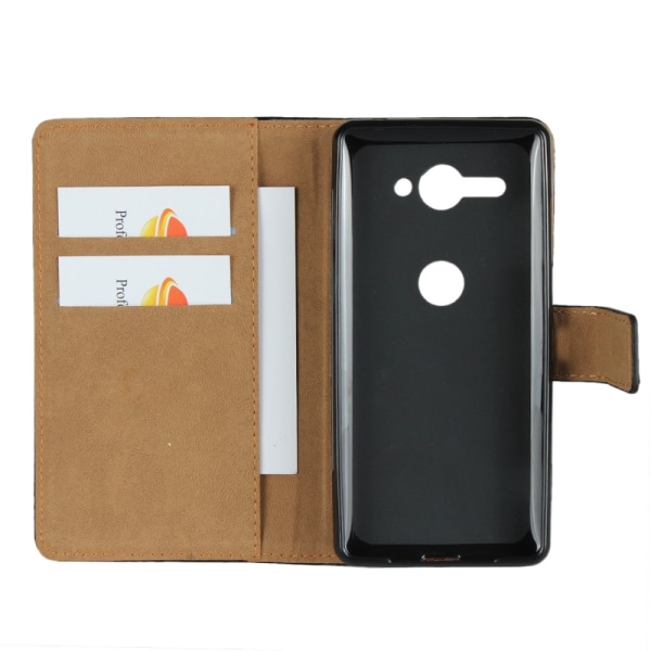Jaettu nahkainen lompakkokotelo Sony Xperia XZ2 Compact -puhelim Black