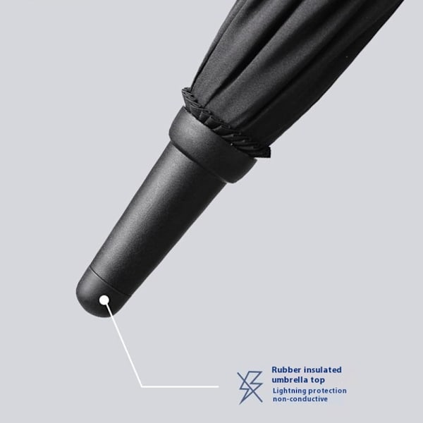 125cm dobbeltlags automatisk paraply Langt håndtag paraply med ærme Black