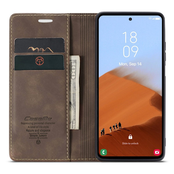 CASEME Retro Lompakkokotelo Samsung Galaxy S23 FE Dark brown