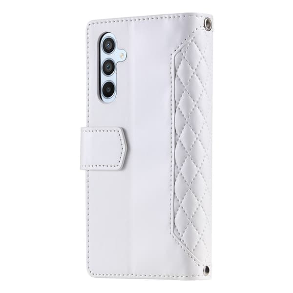 For Samsung Galaxy S26+ 5G Zipper Wallet Case Rhombus Phone Cover White