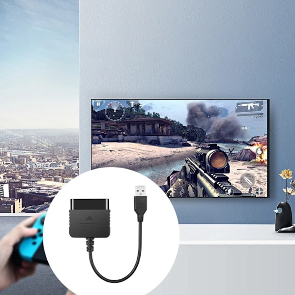 Adapter för Sony PS1 PS2 Game Controllers till PS3 PC Converter Svart