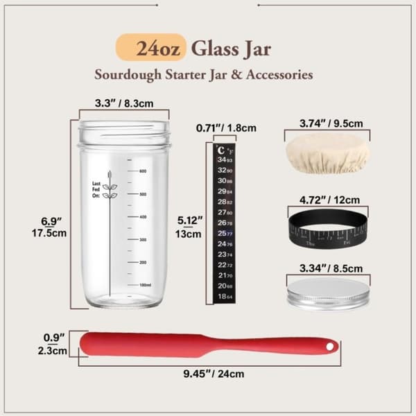 Surdej 730ml fermenteringsbeholder Startbeholder til bagetilbehør af glas Transparent