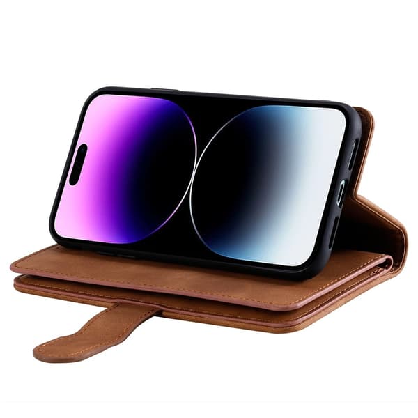 iPhone 17 Pro Kuori Vetoketjutaskulla ja 9 Korttipaikalla Brown