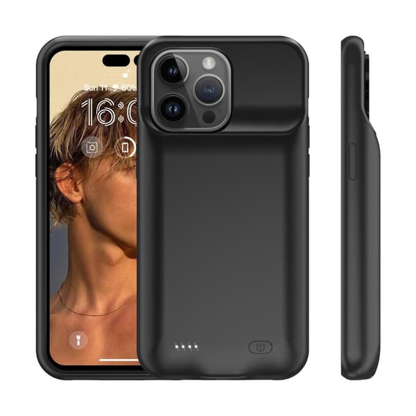 Genopladeligt batteri cover Shell til iPhone 15 Pro Max 8500mAh Black