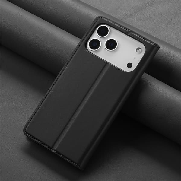 LC.IMEEKE Telefonlommebokdeksel med støtteben til iPhone 18 Pro / 17 Pro Black