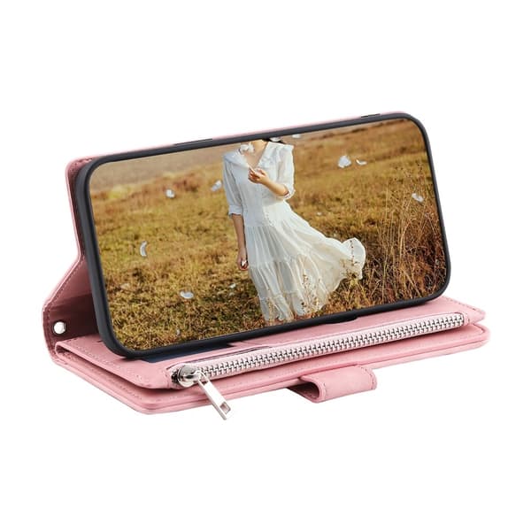 För Google Pixel 10 Pro XL Zipper Wallet Case Rhombus Telefonfodral Rosa