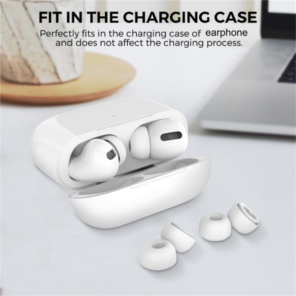 2 par ørepropp-tupper for Apple AirPods Pro 2, størrelse: S+L White
