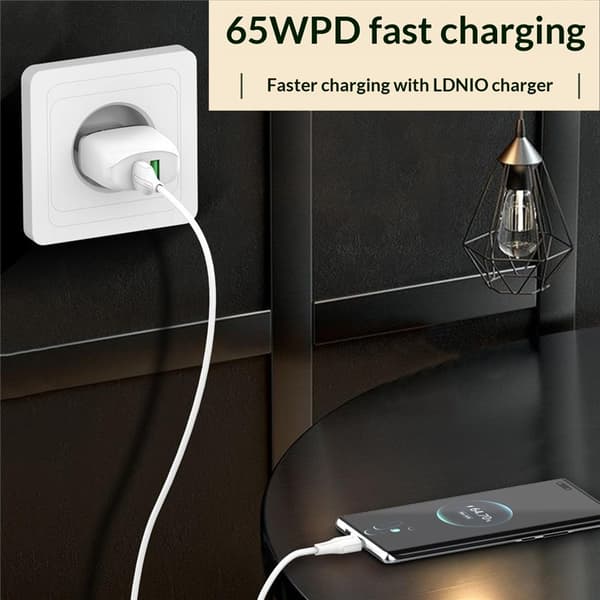 LDNIO 2 m USB-C till iPhone 5–14-kabel – 30 W PD/QC-snabbladdning och datakabel Vit