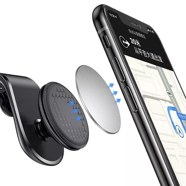 Bilholder til mobiltelefon Mobiltelefonholder Magnetisk L-formet luftventil Black
