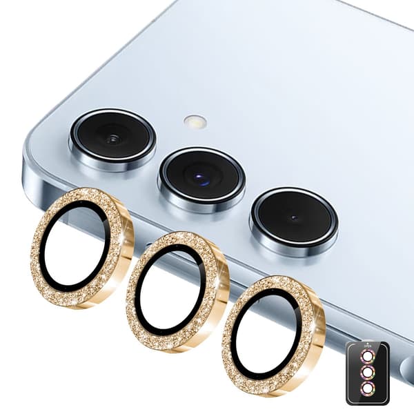 För Samsung Galaxy S26 Glittrande Kameralinskydd Guld