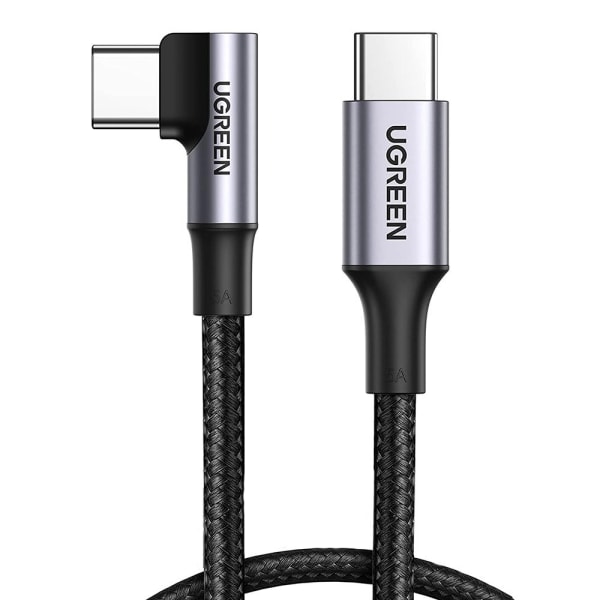 UGREEN 1m 100W snabbladdning sladd kabel USB-C datakabel böjd Svart