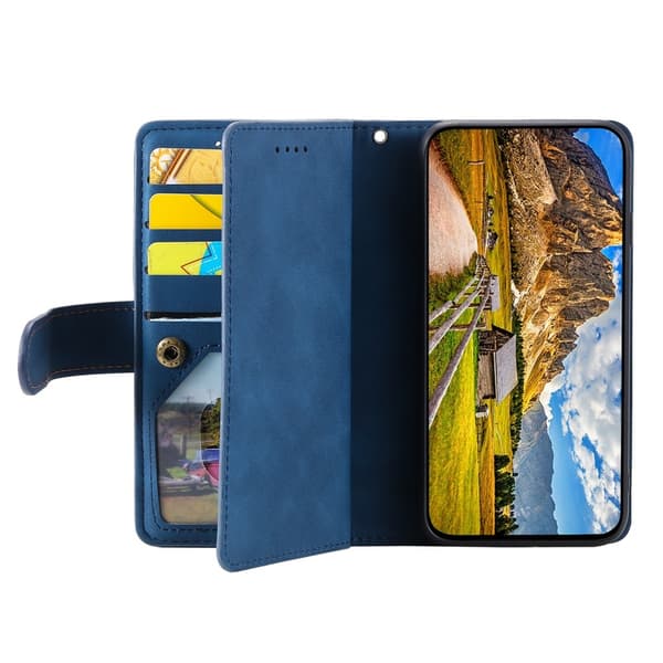 Til iPhone 17e / 16e Etui med Lynlåslomme og 9 Kortlommer Blue