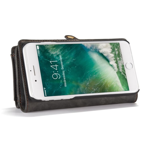 CASEME iPhone 8/7 Plus Retro Split läder plånboksfodral - Grå grå