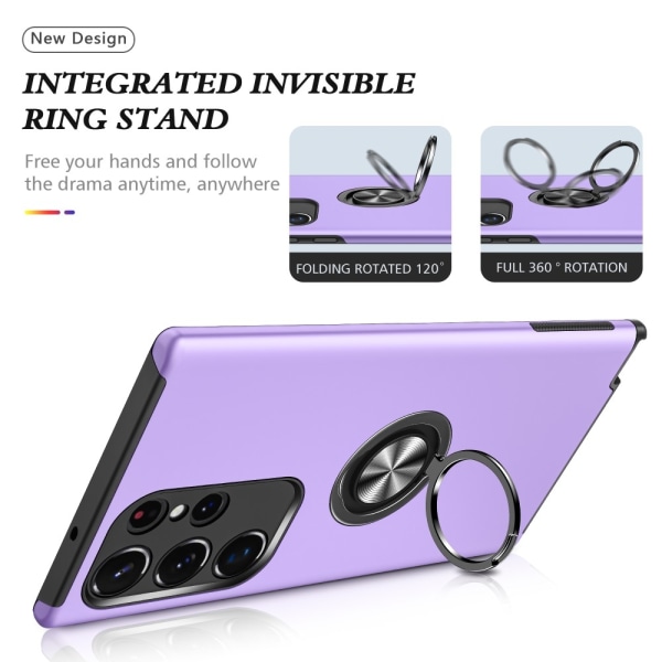 Samsung Galaxy S24 Ultra Finger Ring Kickstand Hybrid Case Purple