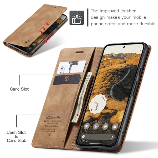 CASEME Google Pixel 9 Pro XL Kotelo Teline Puhelinkotelo Brown