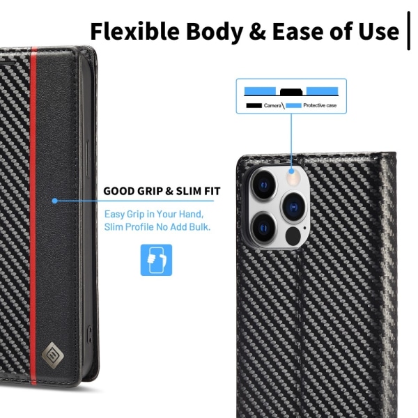 LC.IMEEKE lompakkokotelo iPhone 15 Pro - musta Black
