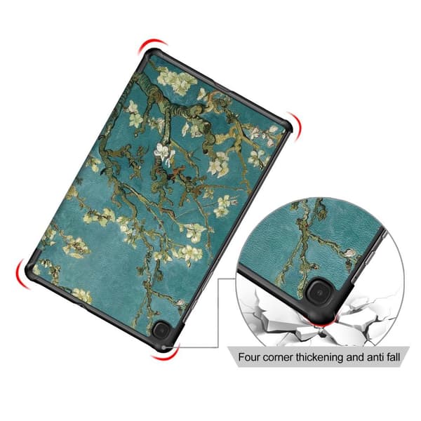 Tri-fold Stativveske for Samsung Galaxy Tab S6 Lite - Mandelblomst Black