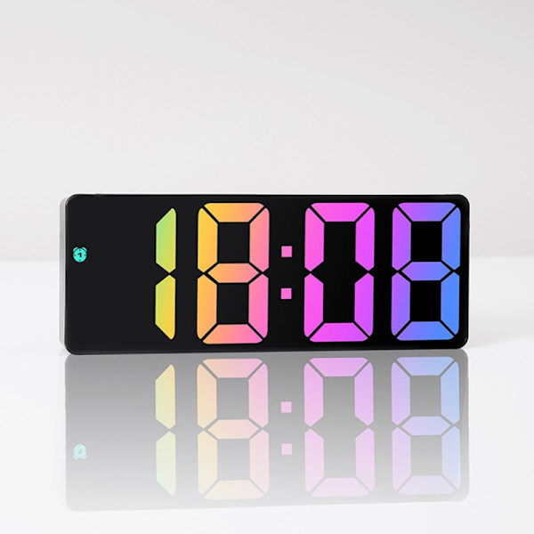 LED-klocka Elektronisk digital väckarklocka Färgglad 12/24H Vit Vit