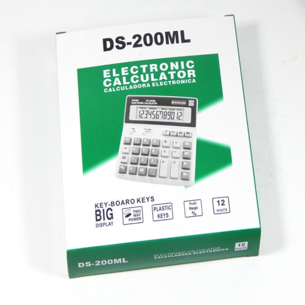 DS-200ML Solar og batteri Dobbelt strømforsyning Desktop Calcula White