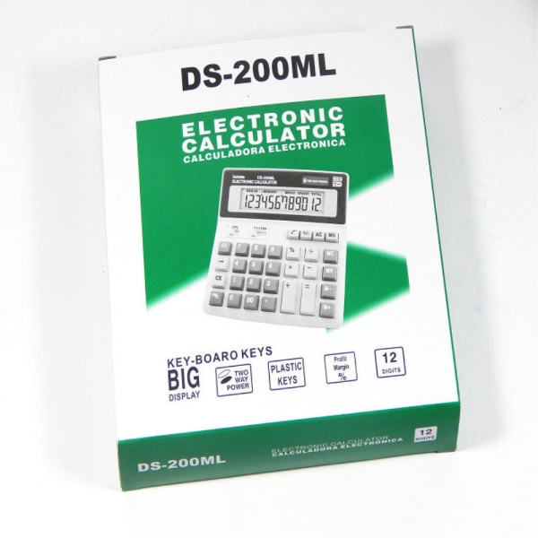 DS-200ML Solar og batteri Dobbelt strømforsyning Desktop Calculato White