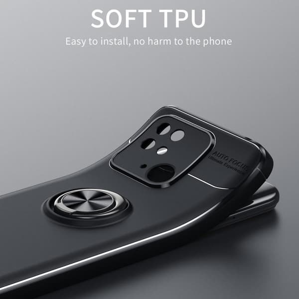Finger Ring Stativ TPU-etui for Xiaomi Redmi 10C Black