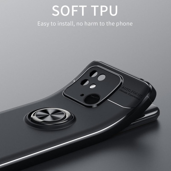 Fingerring Kickstand TPU Taske til Xiaomi Redmi 10C Black