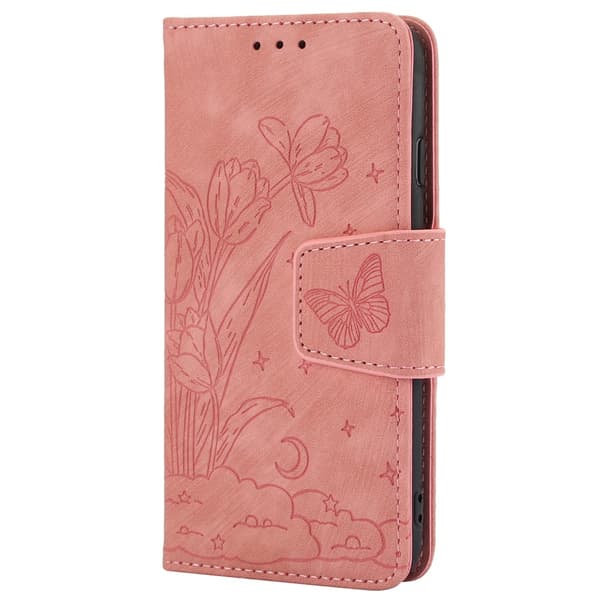 Til iPhone 17e / 16e Etui Sommerfugl Blomst Ridsefast Telefoncover Pink