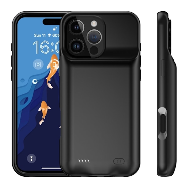 Laderetui med 7000 mAh oppladbart batteri for iPhone 16 Pro Max Transparent