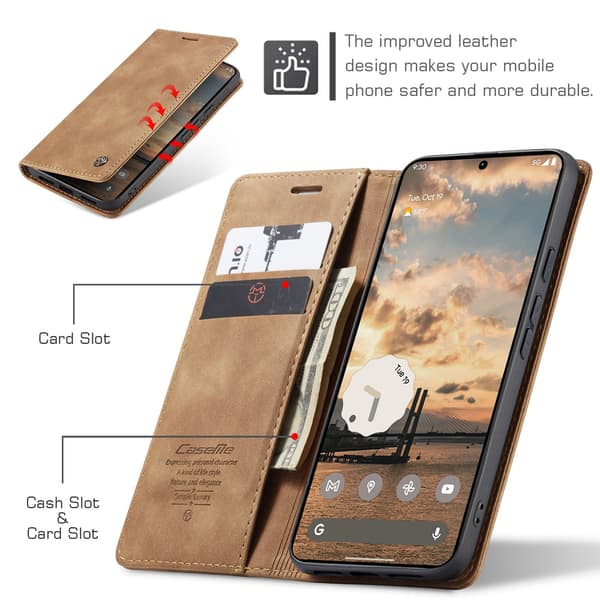 CASEME Telefonlommebokdeksel med stativ til Google Pixel 11 Pro og Google Pixel 11 Brown