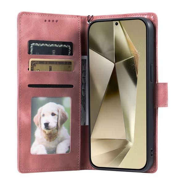 Til Samsung Galaxy S25 Ultra tegnebogscover Cover Shell Mandala Blomstermønster Pink