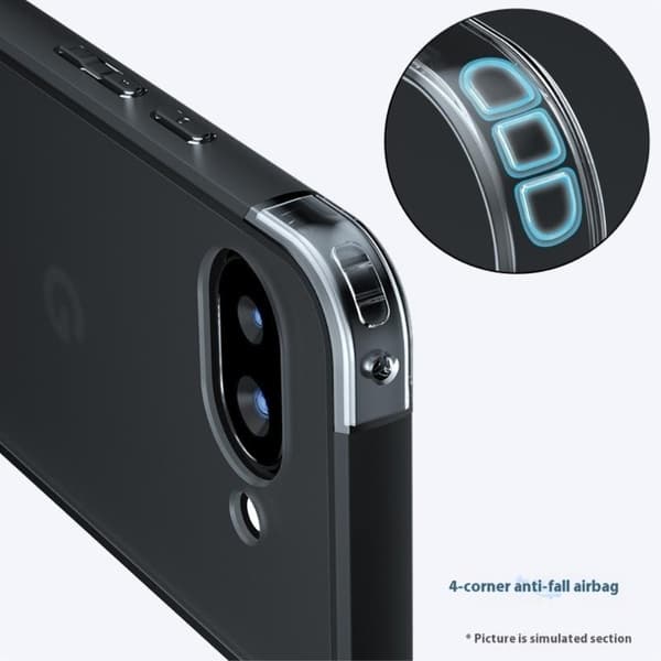 For Google Pixel 9a Deksel Skin-Touch TPU+PC Matt Mobildeksel Transparent Svart Black