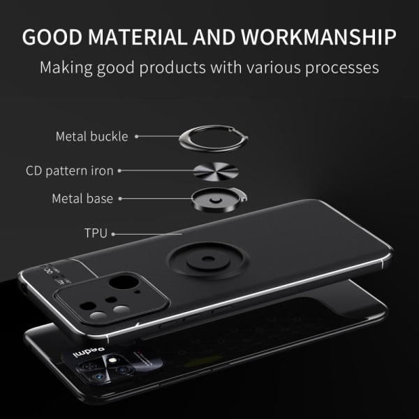 Fingerring Kickstand TPU Taske til Xiaomi Redmi 10C Black