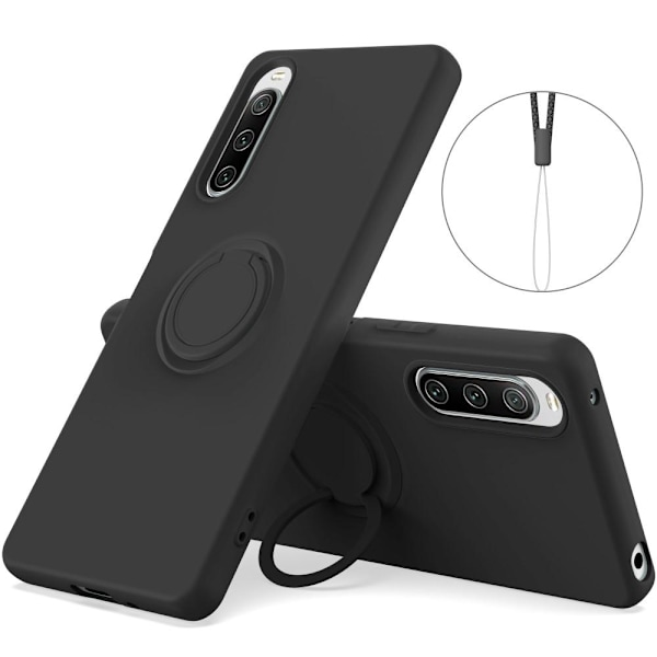 Til Sony Xperia 10 V Flydende Silikone Dråbebeskyttelsesetui - Sort Black