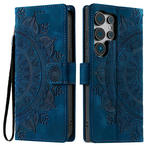 Til Samsung Galaxy S25 Ultra tegnebogscover Cover Shell Mandala Blomstermønster Blue