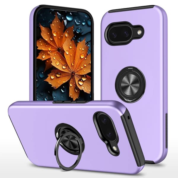 Google Pixel 9A sormenrengasjalustan hybridikotelo Purple