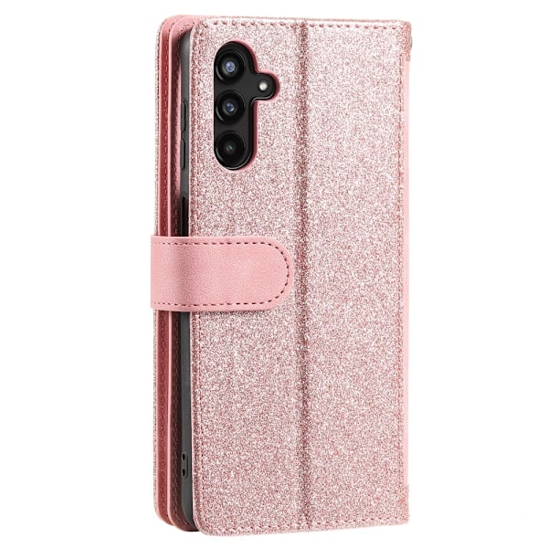 For Samsung Galaxy A16 5G / A16 4G Case Zipper Pocket PU Leather Phone Cover with 9 Card Slots Pink gold