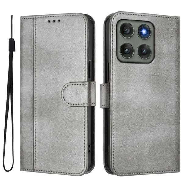 För Motorola Edge 60 Pro 5G Fodral Plånbok Ställ Retrostruktur grå