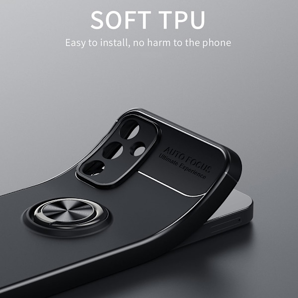 Sormenrengastuki TPU-kotelo Samsung Galaxy A15 Black