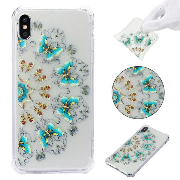 iPhone XS Max TPU-deksel - Blå og Gull Sommerfugler Multicolor