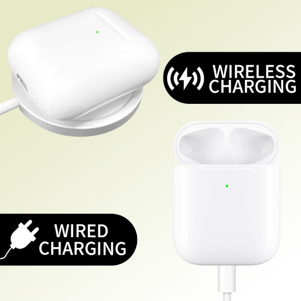 Laderetui for AirPods 1/2 med innebygd 550mAh batteri White