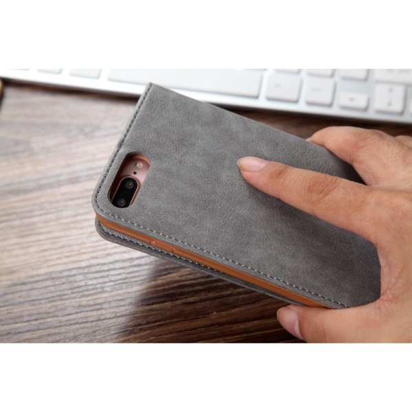 CMAI2 Litchi Wallet Cover til iPhone 7 Plus - Grå Grey