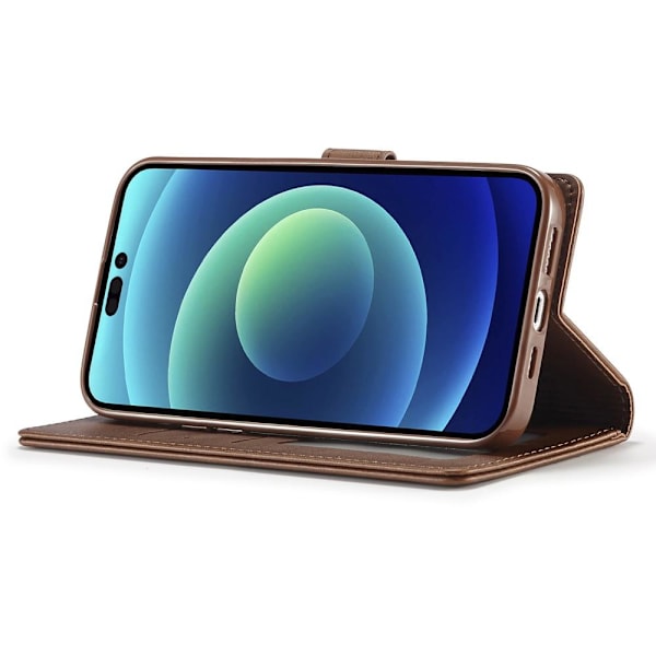 LC.IMEEKE Wallet Case till iPhone 15 Pro Max - Coffee Mörkbrun