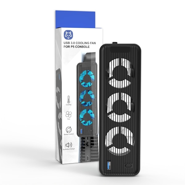 Til PS5 ABS køleventilator 2 - trins vindvarmeafledning USB blæserkøler Black