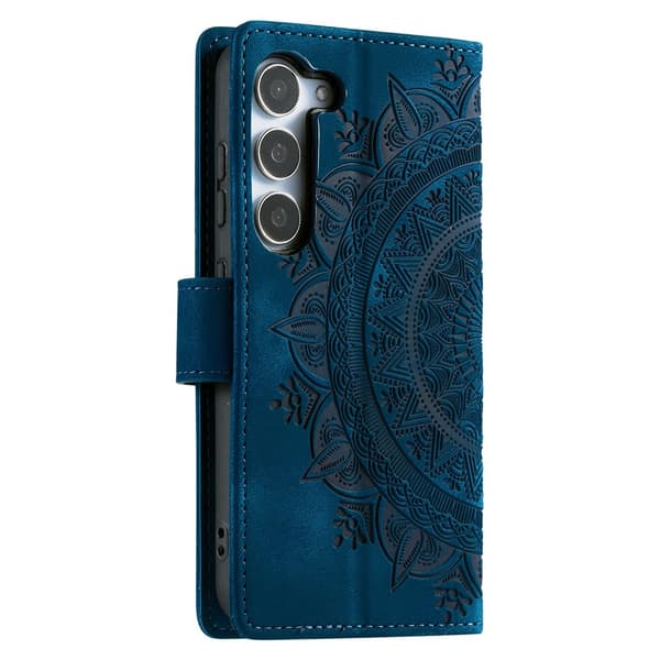 For Samsung Galaxy S26 Lommebok Deksel Shell Mandala Blomstermønster Blue
