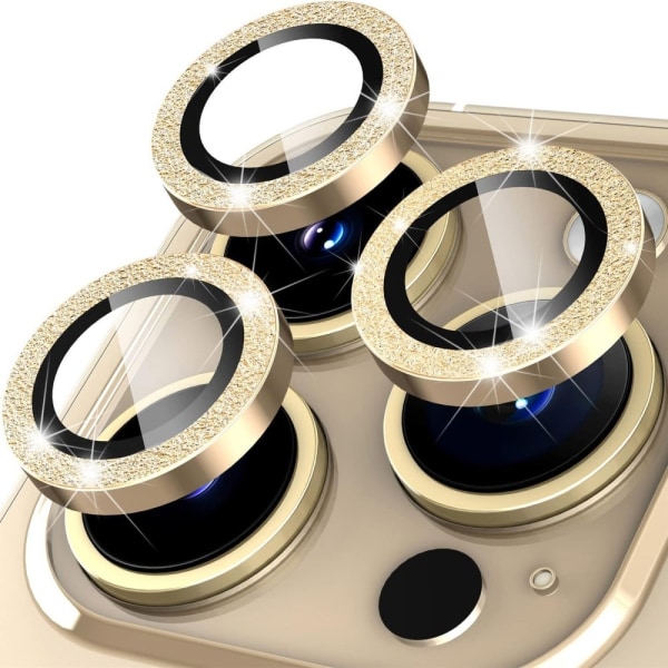 Til iPhone 15 Pro / 15 Pro Max Lens Glitter Gold