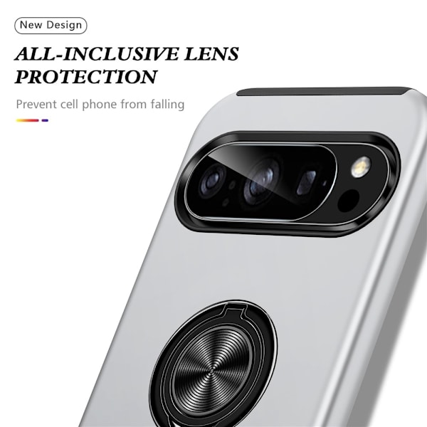 Til Pixel 10 Pro / Pixel 10 Deksel Hybriddeksel med Finger Ring - Silver Silver