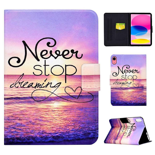 Tablettdeksel med klaff og stativ for iPad 10.9 (2022) - Never Stop Dreaming Purple