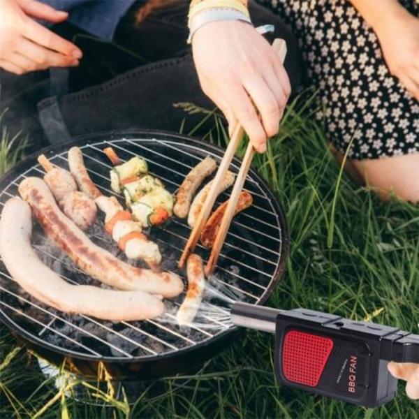 Bærbar grill Håndholdt elektrisk ventilator Luftblæser BBQ Pejsluft Black