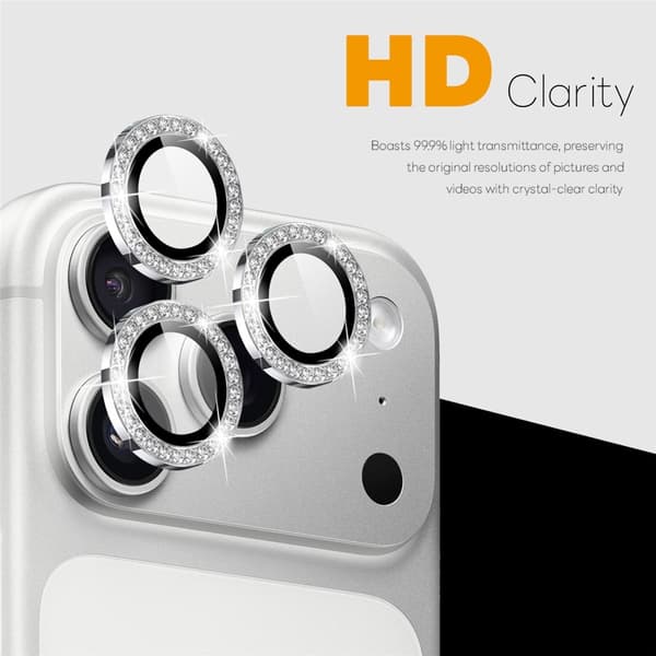NORTHJO Kameralinsebeskyttelse med rhinstenring til iPhone 18 Pro / 18 Pro Max Silver